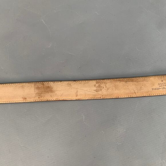 GUCCI Size 38 Black Silver Embossed Geometric Leather Belt - Picture 7 of 9